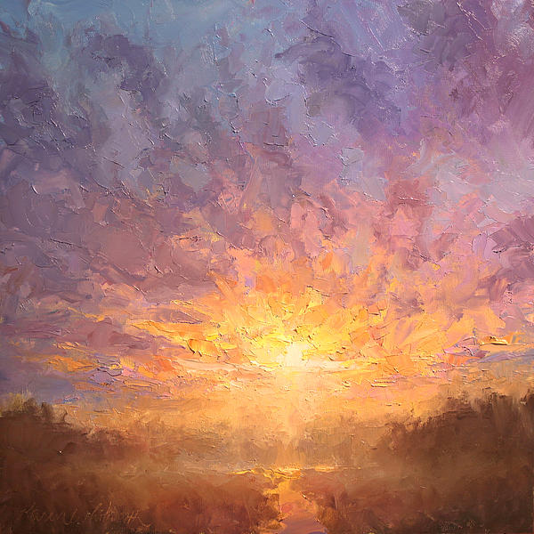 Impressionistic Sunrise Landscape Painting Greeting Card by K