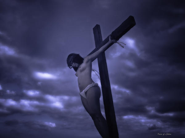 Female Jesus crucified Long Sleeve T-Shirt by Ramon Martinez