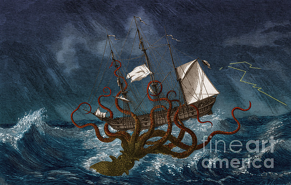 Kraken Attacking Ship, 1700 Jigsaw Puzzle by Science Source - Pixels