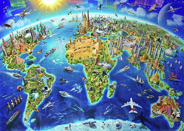 World Landmarks Globe Jigsaw Puzzle by MGL Licensing - Pixels