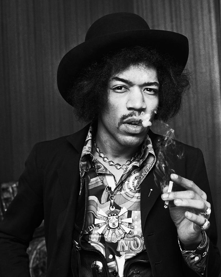 Jimi Hendrix Smoking 1967 by Chris Walter
