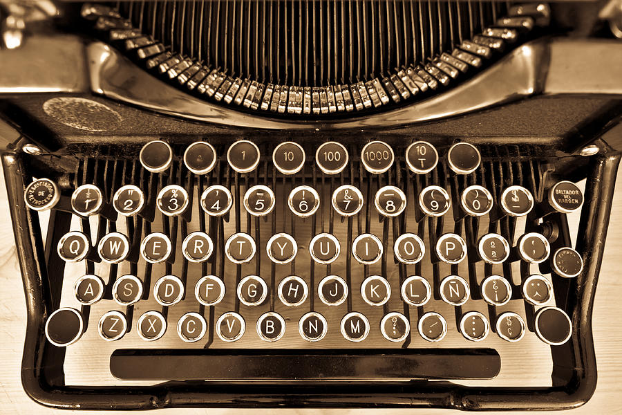 Vintage Photograph - Antique typewriter by Juan R Velasco