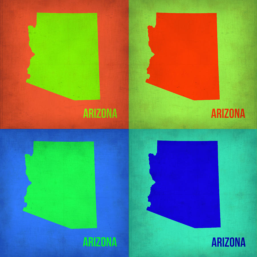 Arizona Pop Art Map 1 Painting by Naxart Studio - Pixels