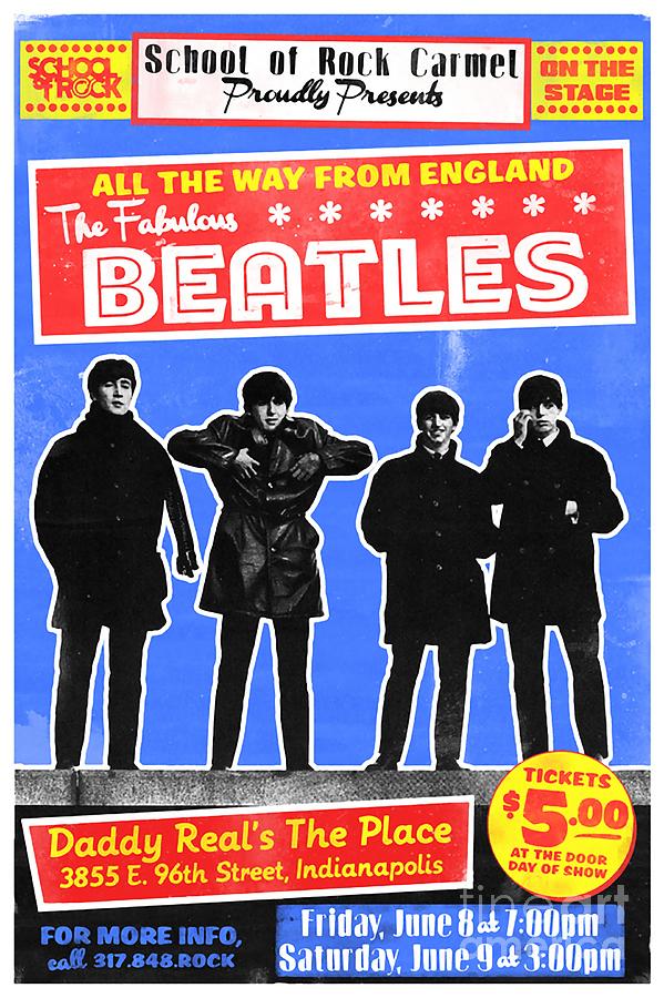 Beatles Concert Poster Mixed Media by Beatles - Pixels