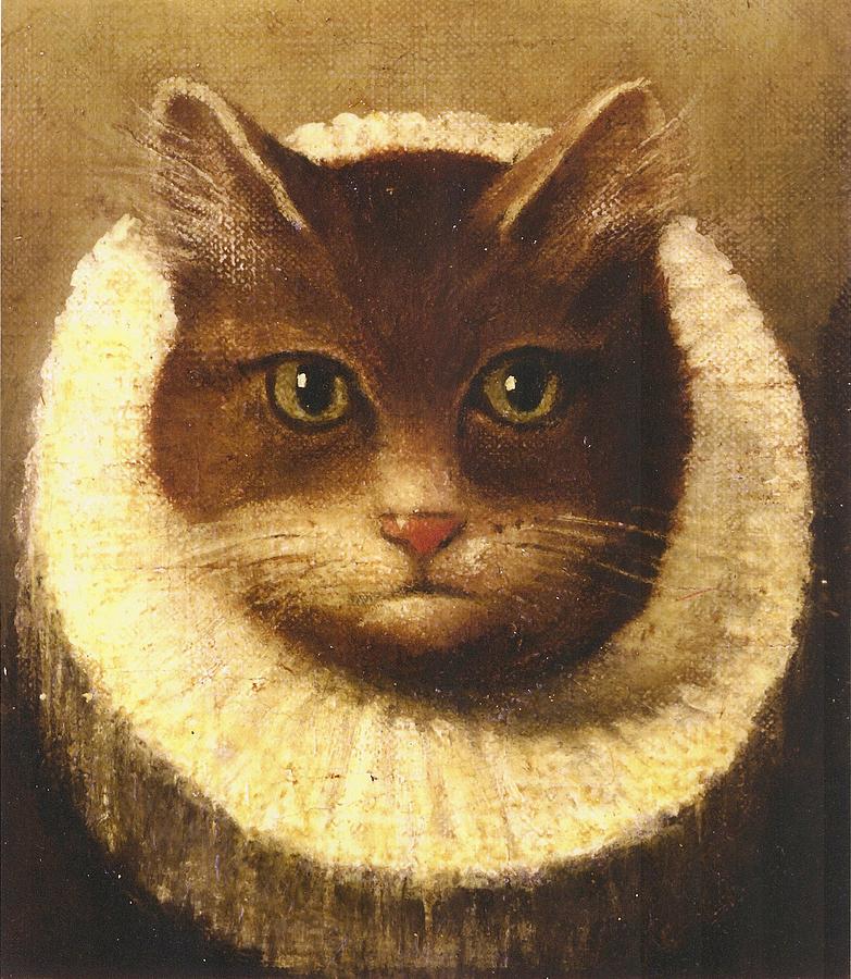 Cat In A Ruff by Vintage Art