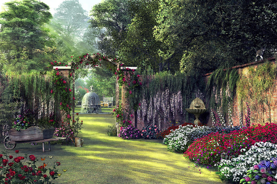 ロナルド・グレッグ、トレィニーの花、希少画集画、風景 Floral Garden by MGL Licensing