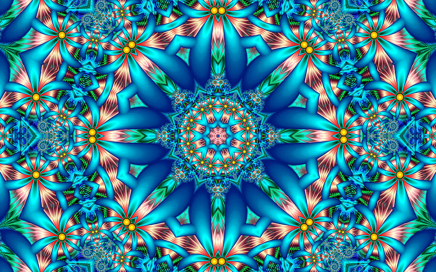 Fractal Flower Kaleidoscope by Peggi Wolfe