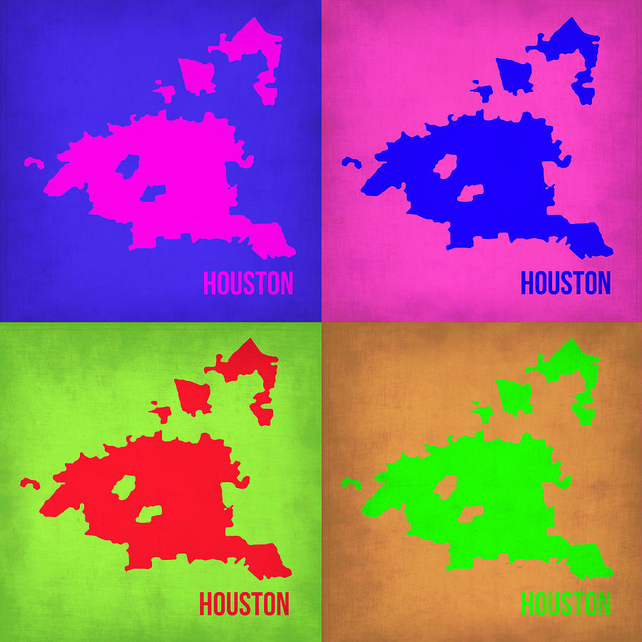 Houston Pop Art Map 1 Painting by Naxart Studio - Pixels