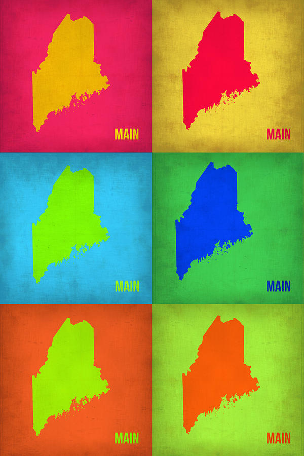Maine Pop Art Map 1 Painting by Naxart Studio - Pixels