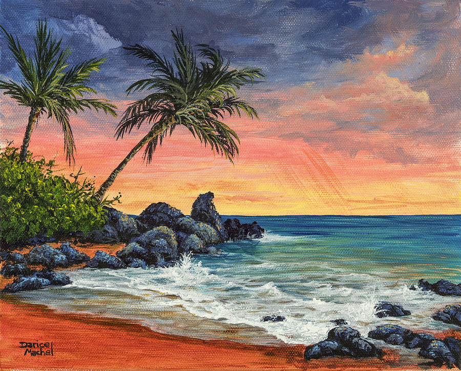 Makena Beach Sunset Painting by Darice Machel McGuire - Pixels
