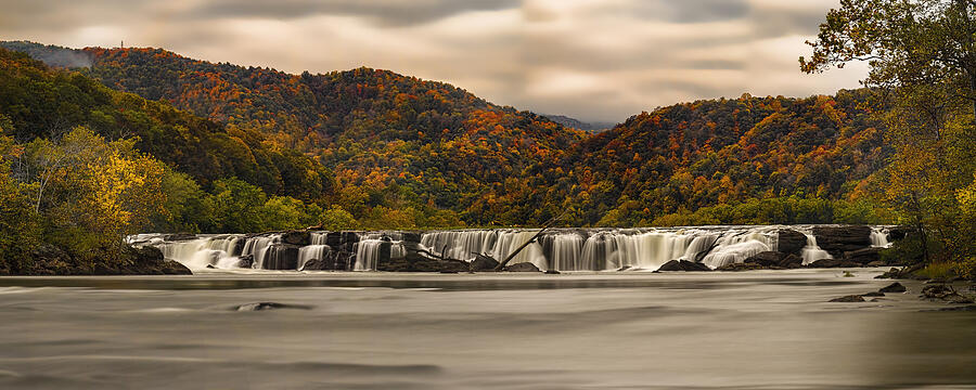 panoramic of Sandstone Falls in the Fall by Dan Friend