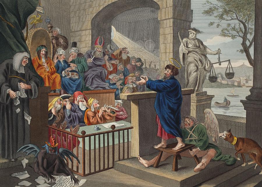 Paul Before Felix, Illustration Drawing by William Hogarth - Pixels