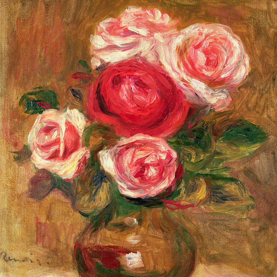 Roses in a Pot Painting by Pierre Auguste Renoir - Pixels