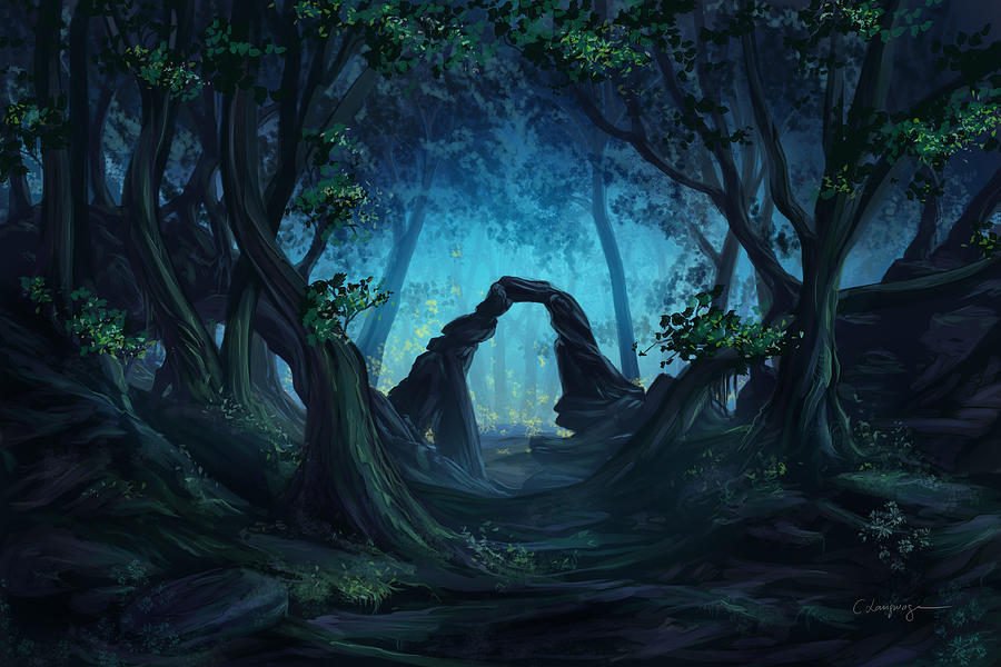 The Blue Forest Digital Art by FireFlux Studios - Pixels