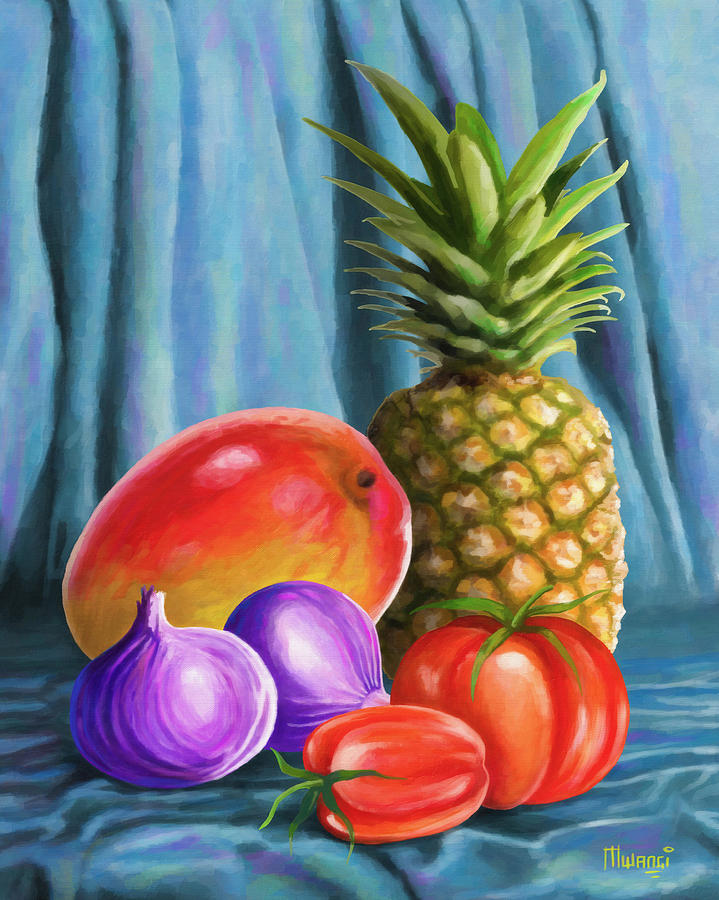 Three fruits and a vegetable by Anthony Mwangi