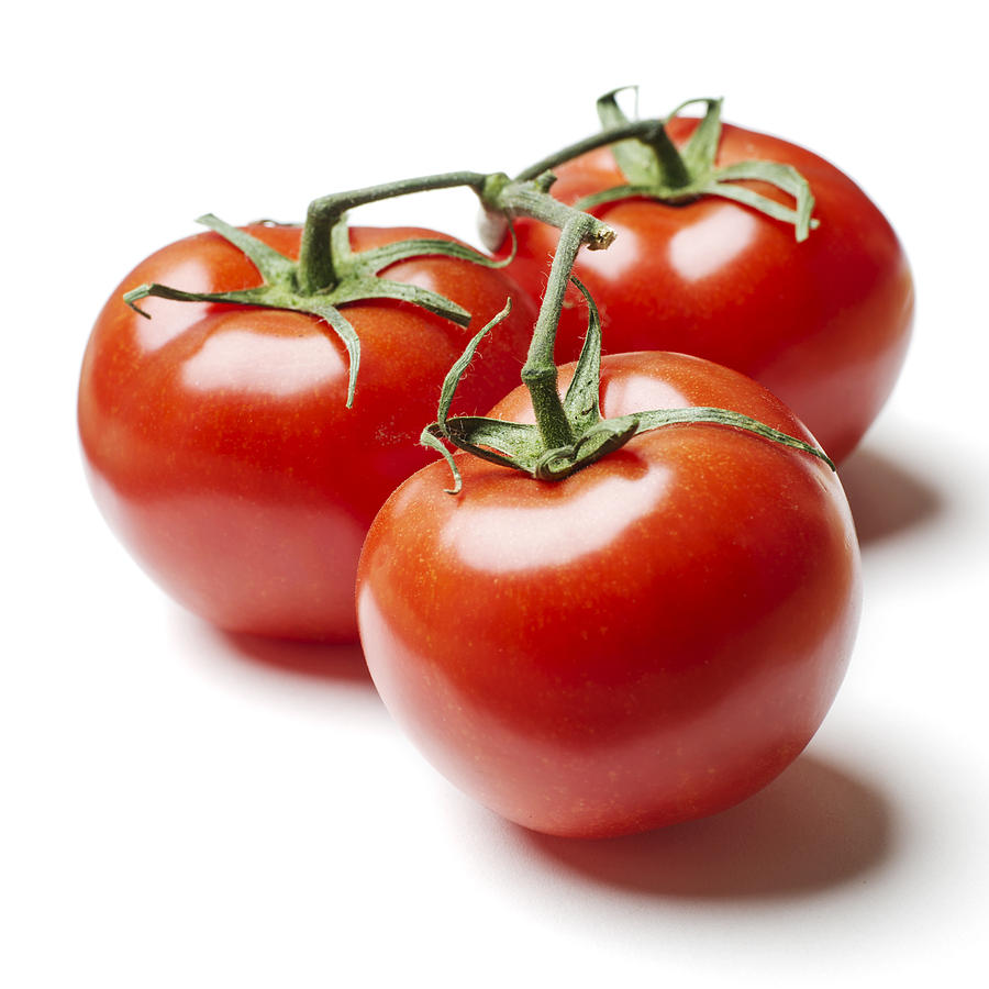 Three Tomatoes on Vine Photograph by Donald Erickson - Pixels