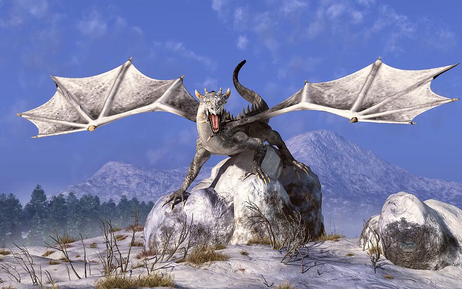 White Dragon Digital Art by Daniel Eskridge - Pixels