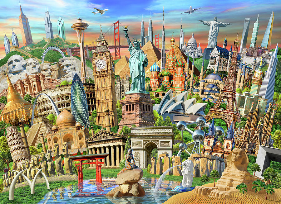 World Landmarks Collection Drawing by MGL Licensing - Pixels