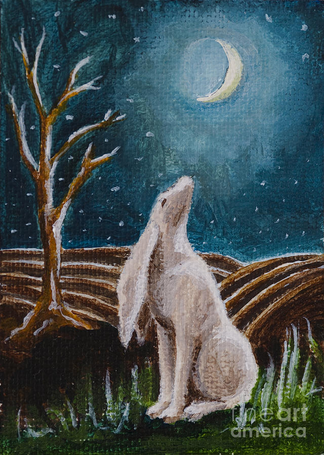 Moon-Gazing Hare Painting by Nicole Okun - Pixels