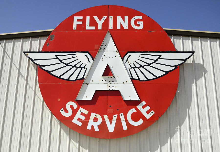 Vintage Sign For Flying A Service by Bob Christopher