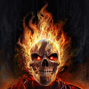 Flaming Skull Poster by Steve Goad - Pixels