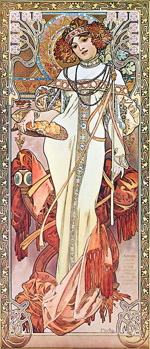 Autumn #2 Jigsaw Puzzle by Alphonse Mucha - Masterpieces Of Art