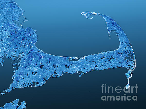 Cape Cod Topographic Map 3D Landscape View Blue Color Jigsaw Puzzle by ...