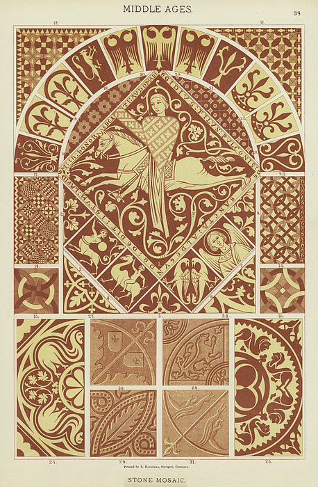 Mosaic Patterns from the Middle Ages Greeting Card by German School