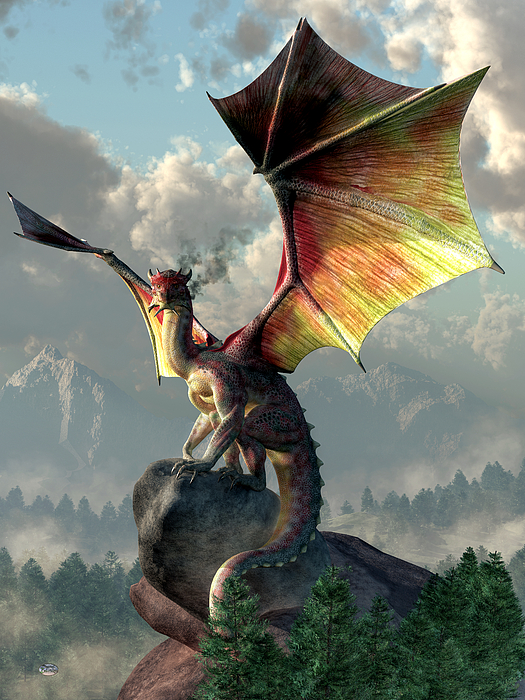 Yellow Winged Dragon Round Beach Towel by Daniel Eskridge - Pixels
