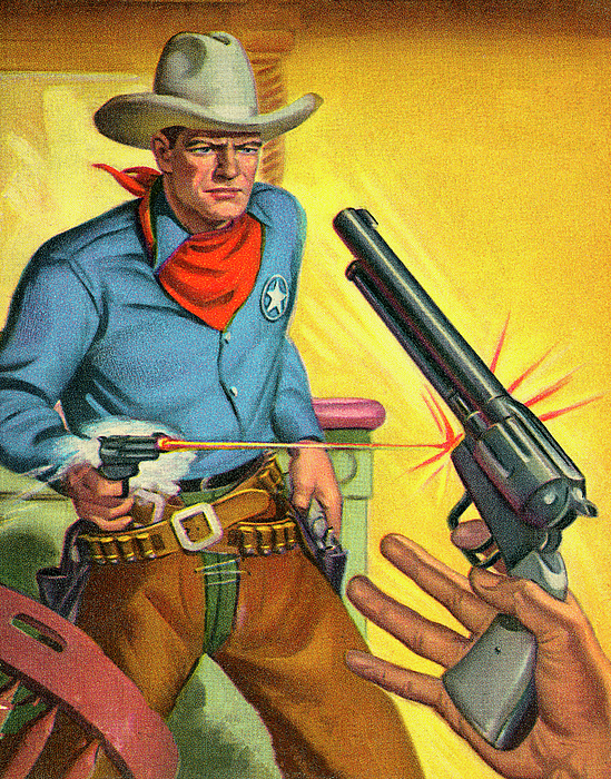 Cowboy Quick Draw #1 Greeting Card by CSA Images