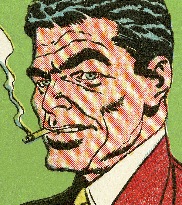 Man Smoking a Cigarette #2 Throw Pillow