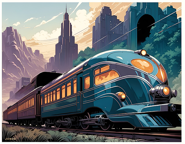 Art Deco Train 21DEC23 Tapestry by Greg Joens - Greg Joens