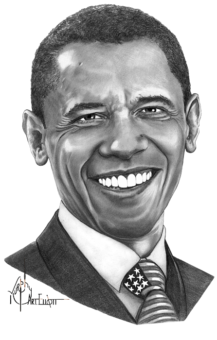 Barack Obama drawing Sticker by Murphy Elliott - Murphy Art Elliott ...