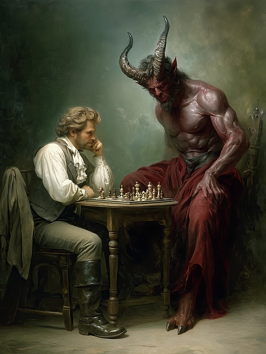 Chess With the Devil Zip Pouch by Mindscape Arts - Pixels