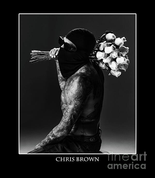 Chris Brown Portrait #7 Zip Pouch by Singers - Pixels