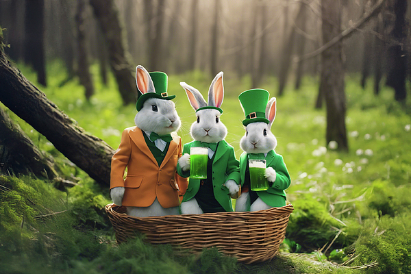 Festive Rabbits in Forest Bath Towel by Daniel Friend - Daniel Friend ...