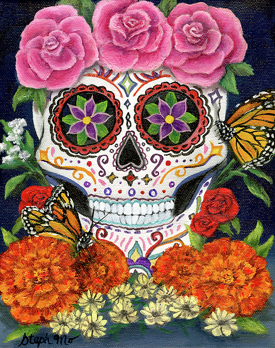 Flower Crown Sugar Skull Jigsaw Puzzle by Steph Moraca - Pixels