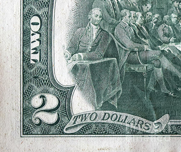 Jefferson $2 Bill 4108 Fleece Blanket by Jack Schultz - Jack 