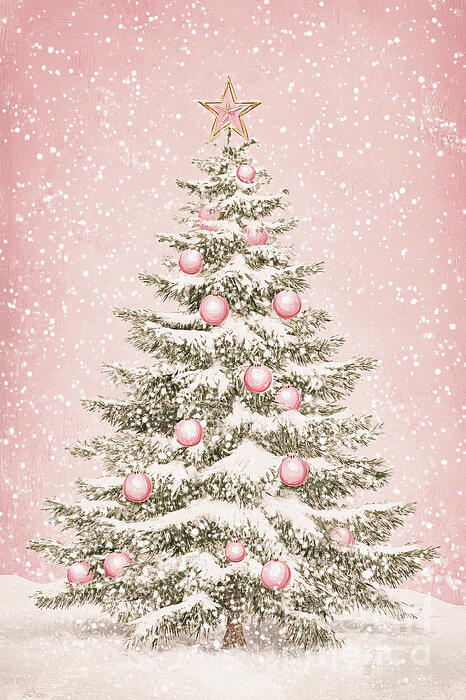 Werkbau サイン入り色紙 Christmas Tina クリスマスティナ Pink Christmas Tree Round Beach Towel by Tina LeCour - Tina LeCour