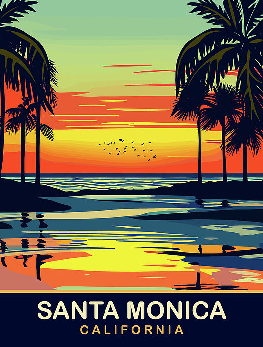 Santa Monica Sunset Jigsaw Puzzle by Long Shot - Pixels