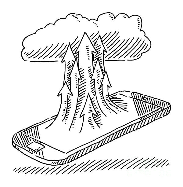 Smartphone Data Arrow To Cloud Concept Drawing Jigsaw Puzzle by Frank ...
