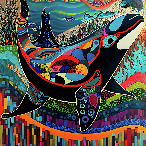 Spectral Orca - Pacific Northwest Native Coastal Orca Art Print ...