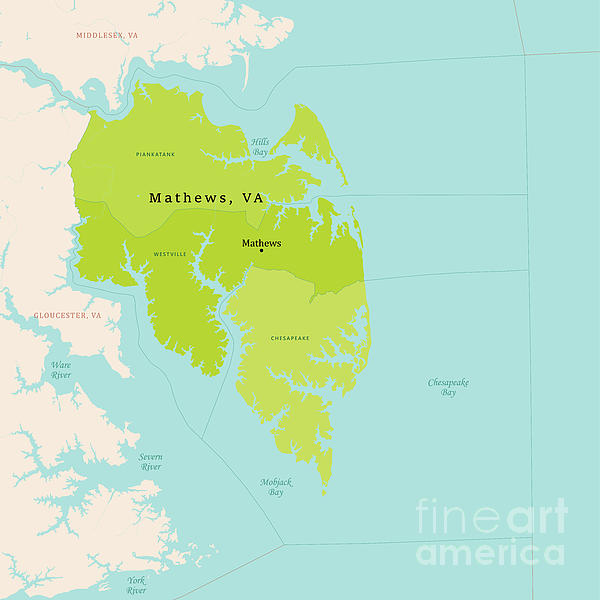 VA Mathews County Vector Map Green Jigsaw Puzzle by Frank Ramspott ...