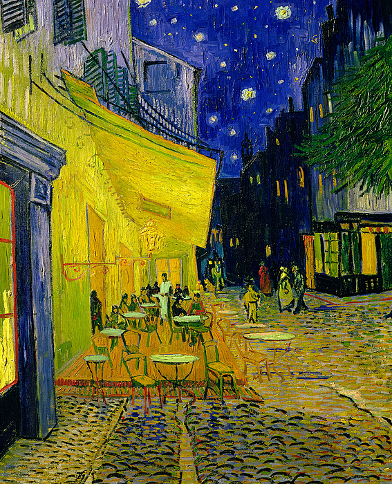 Cafe Terrace at Night Sticker by Vincent Van Gogh - Pixels