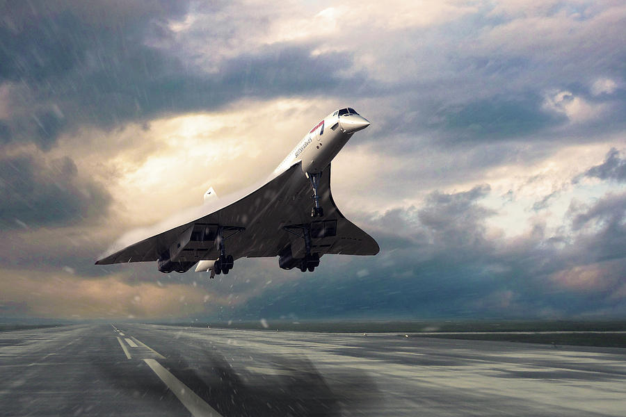 Concorde Rainy Arrival Digital Art by Airpower Art - Pixels