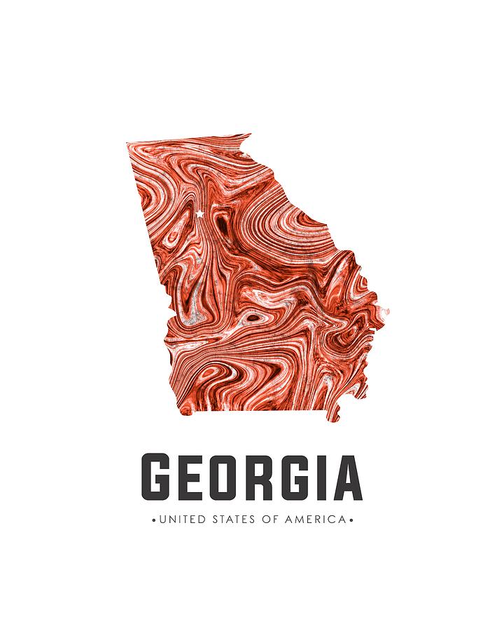 Georgia Map Art Abstract in Brown Mixed Media by Studio Grafiikka - Pixels