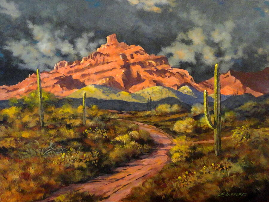 Last Light - Red Mountain Painting by Darrell Sheppard - Pixels