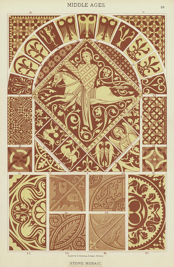 Mosaic Patterns from the Middle Ages Drawing by German School - Pixels