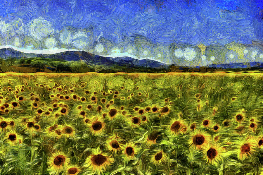 Summer Sunflowers Van Gogh Mixed Media by David Pyatt - Pixels