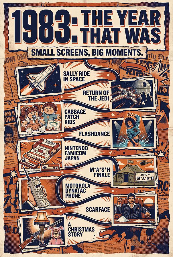 1983 The Year That Was Digital Art by Timeline Poster Guy - Pixels